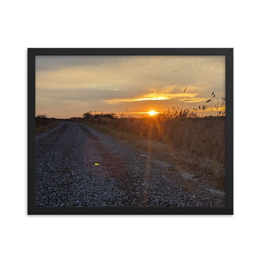 16"x20" Deal Island Maryland Sunset Photo in a Matte Black Frame