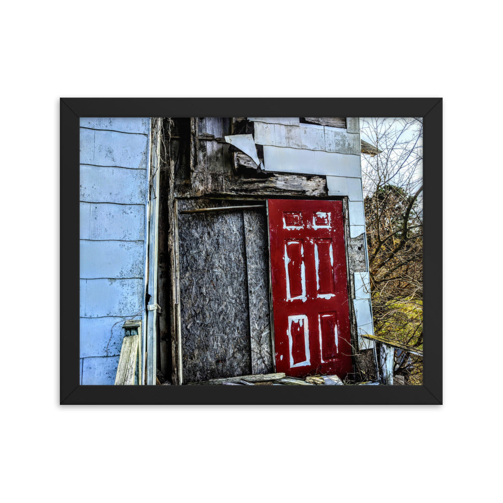 Abandoned church in a framed poster