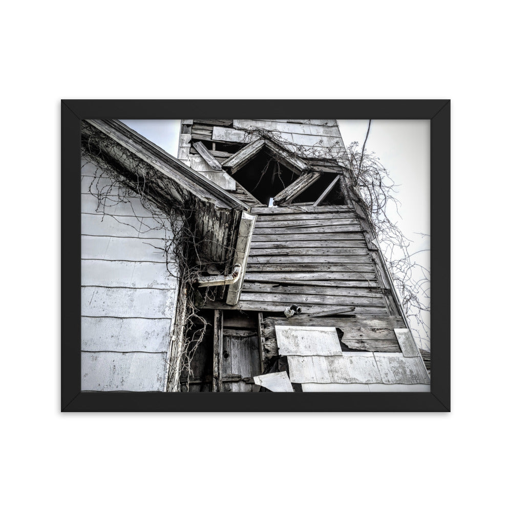 Abandoned church in a framed poster