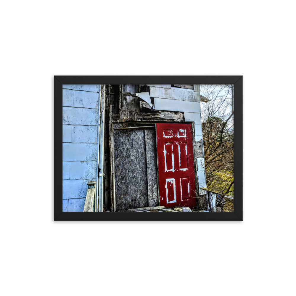 Abandoned church in a framed poster