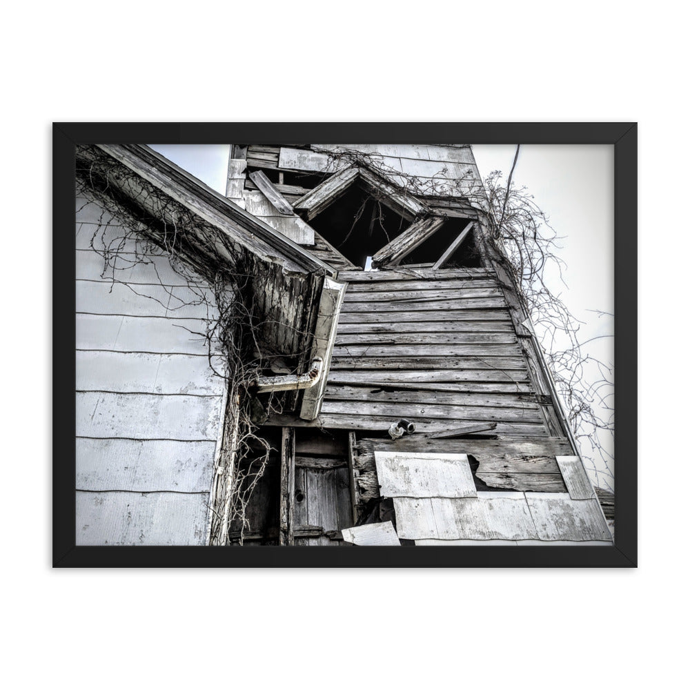 Abandoned church in a framed poster