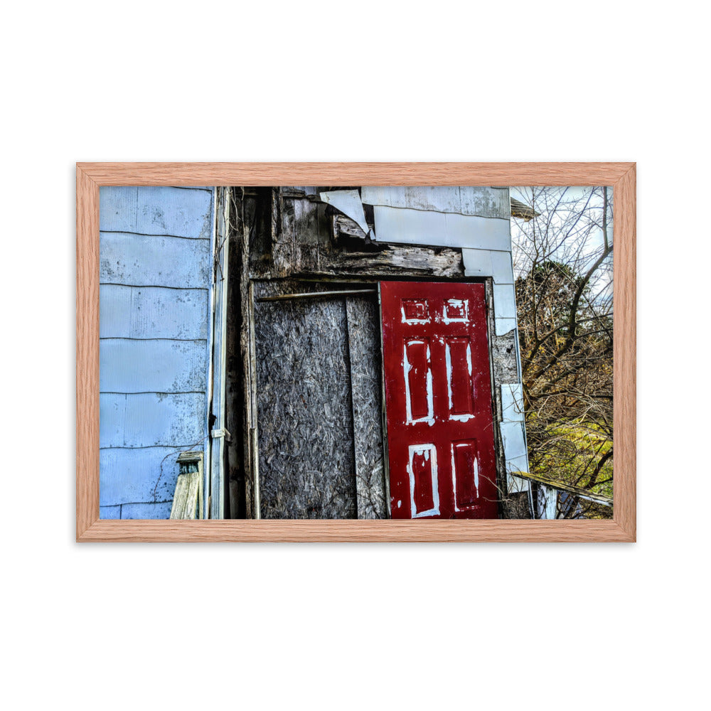 Abandoned church in a framed poster