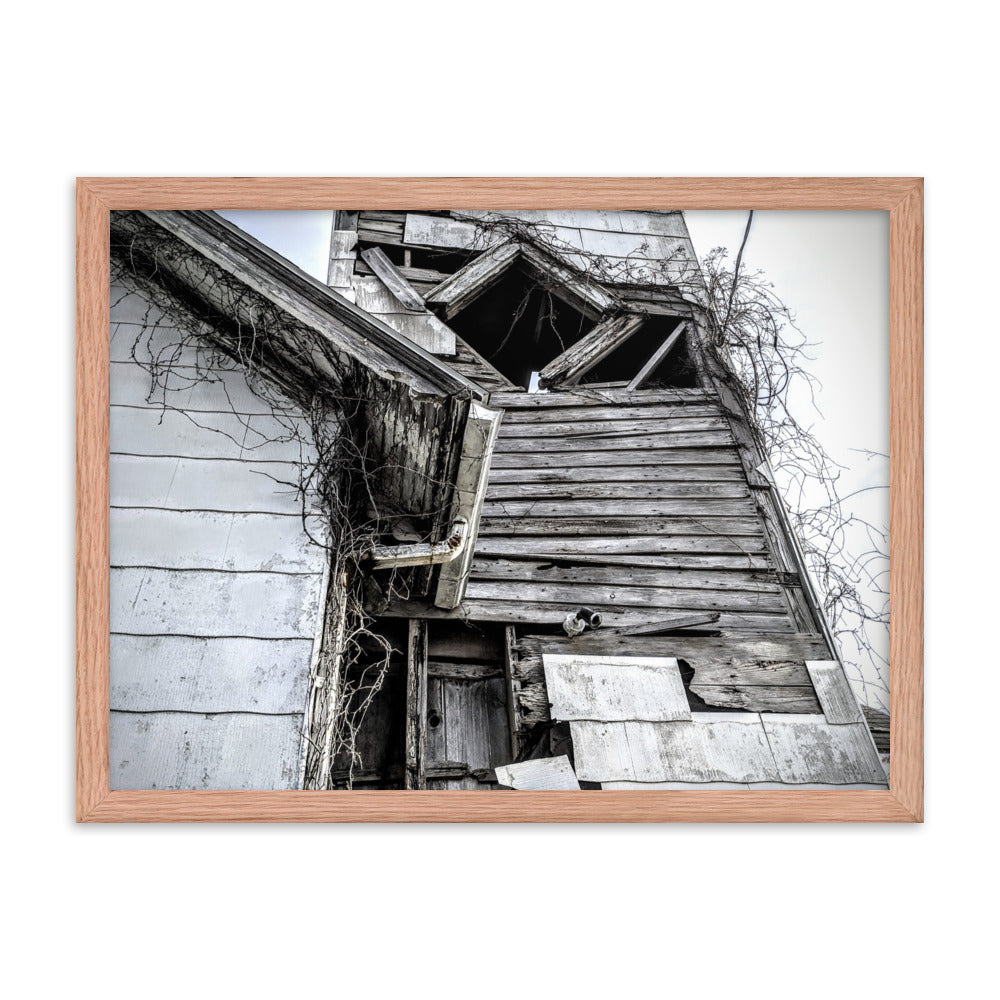 Abandoned church in a framed poster