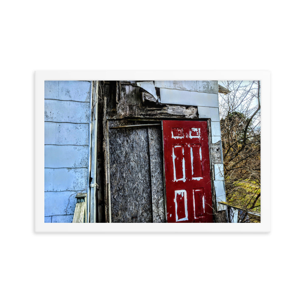 Abandoned church in a framed poster