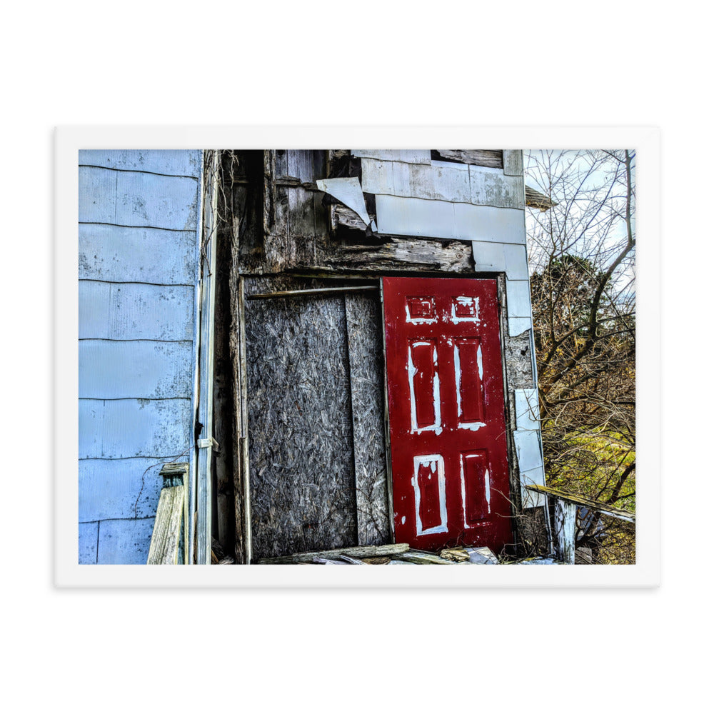 Abandoned church in a framed poster